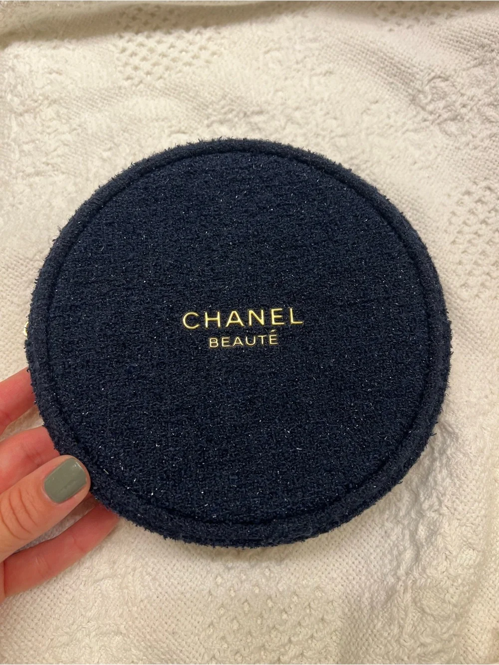 CHANEL Beauté Navy Tweet Makeup Case Bag Pouch